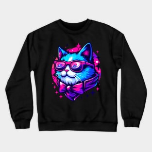 Trendy Kawaii Cosmic Cat in Stars Crewneck Sweatshirt